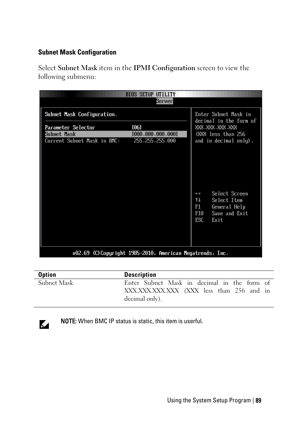 Subnet mask configuration | Dell PowerEdge C6145 User Manual | Page 89 / 250