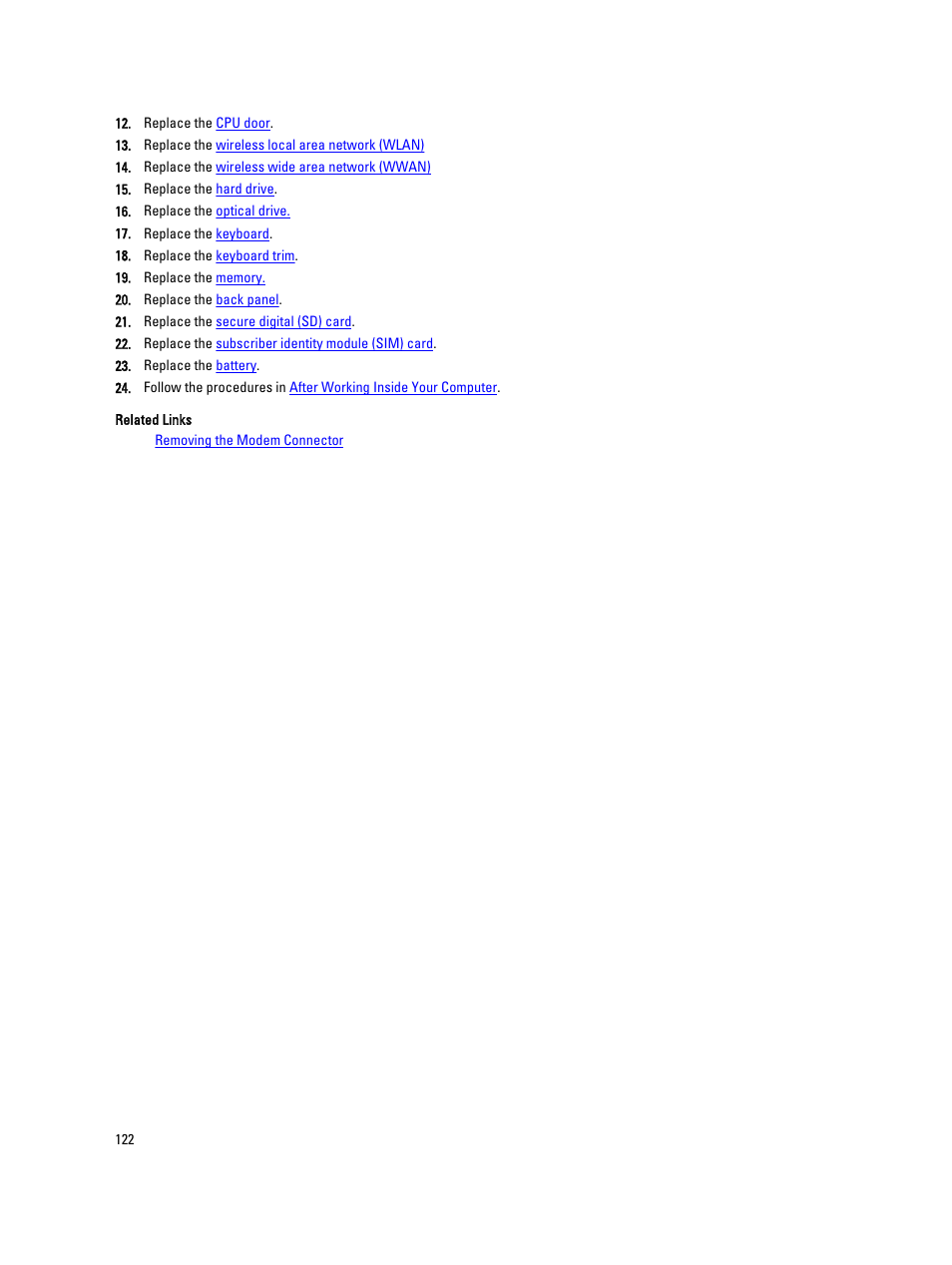 Dell Latitude E5420M (Early 2011) User Manual | Page 122 / 159