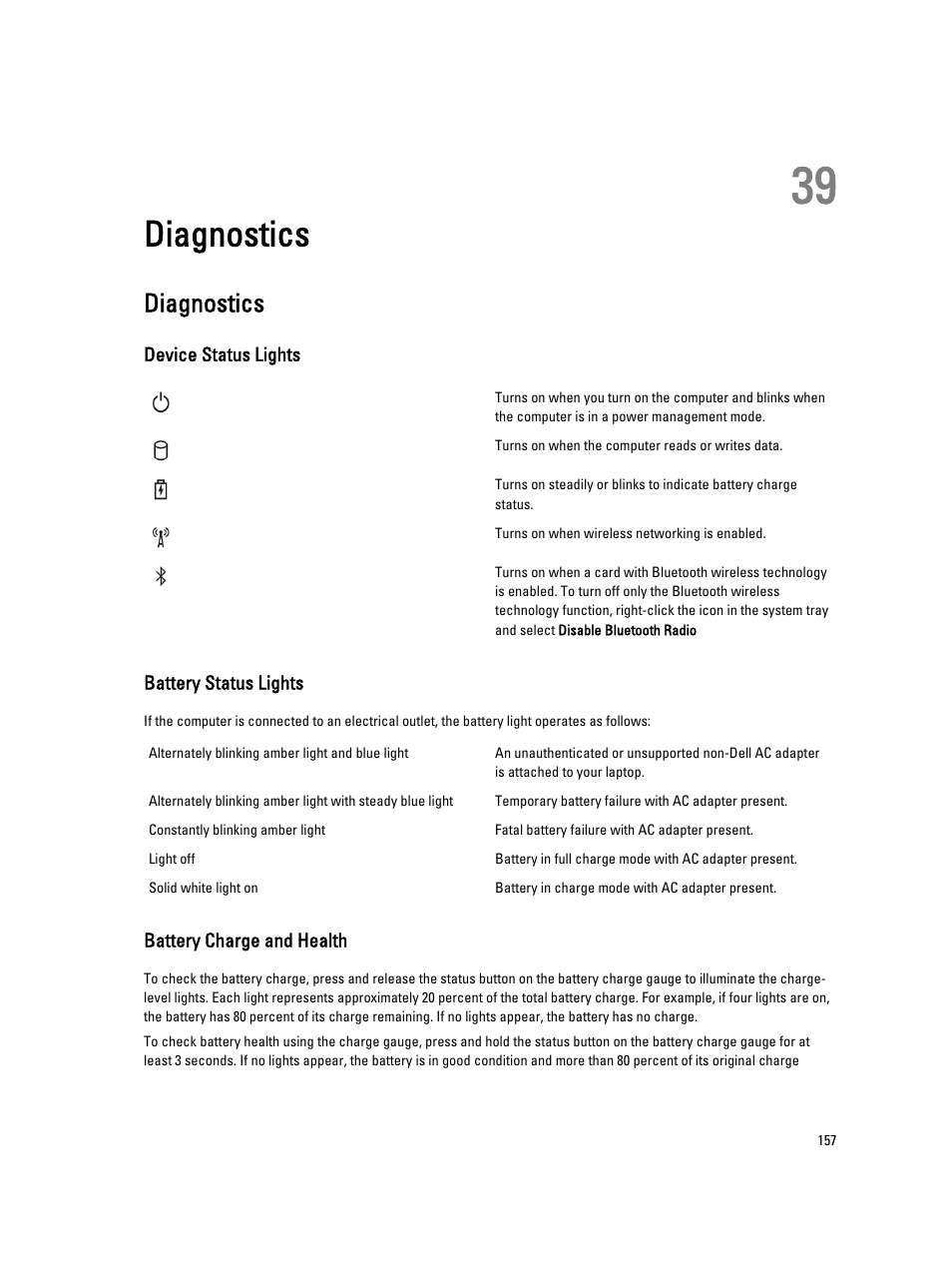 Diagnostics, 39 diagnostics | Dell Latitude E5420M (Early 2011) User Manual | Page 157 / 159