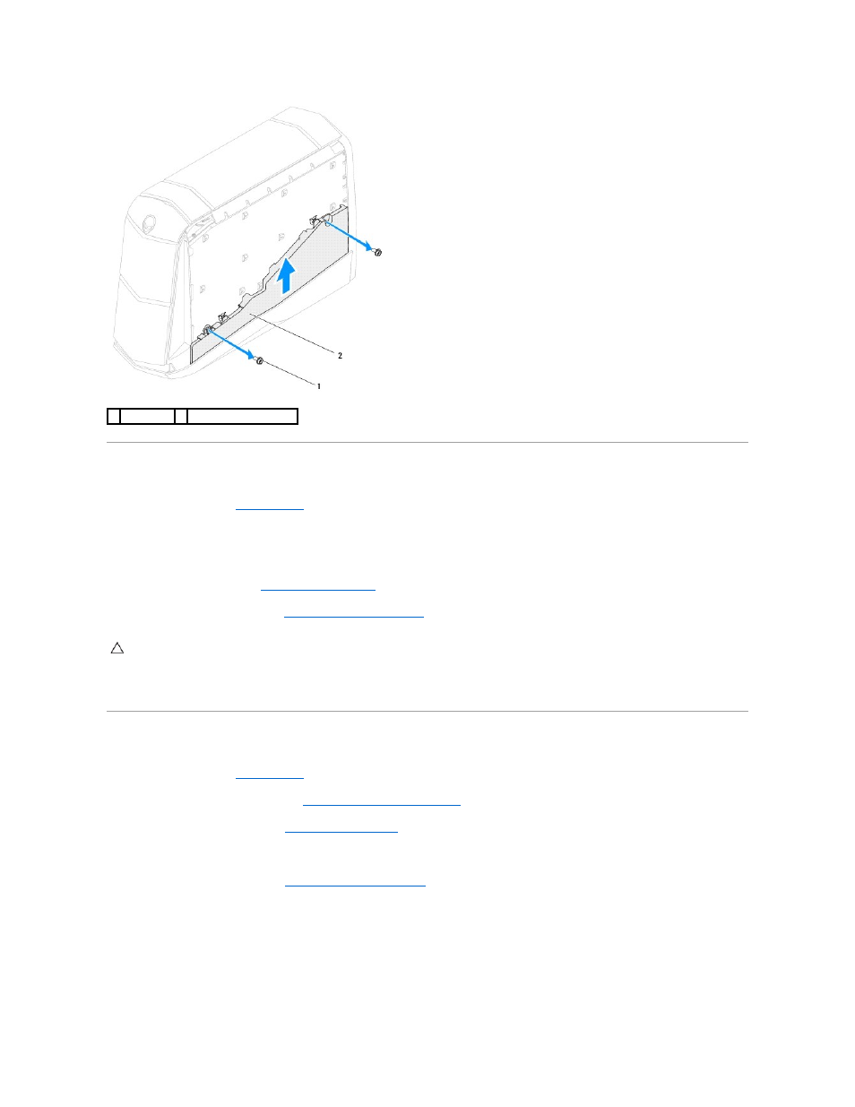 Replacing the right-side middle panel, Removing the right-side bottom panel | Dell Alienware Aurora R3 (Early 2011) User Manual | Page 40 / 64