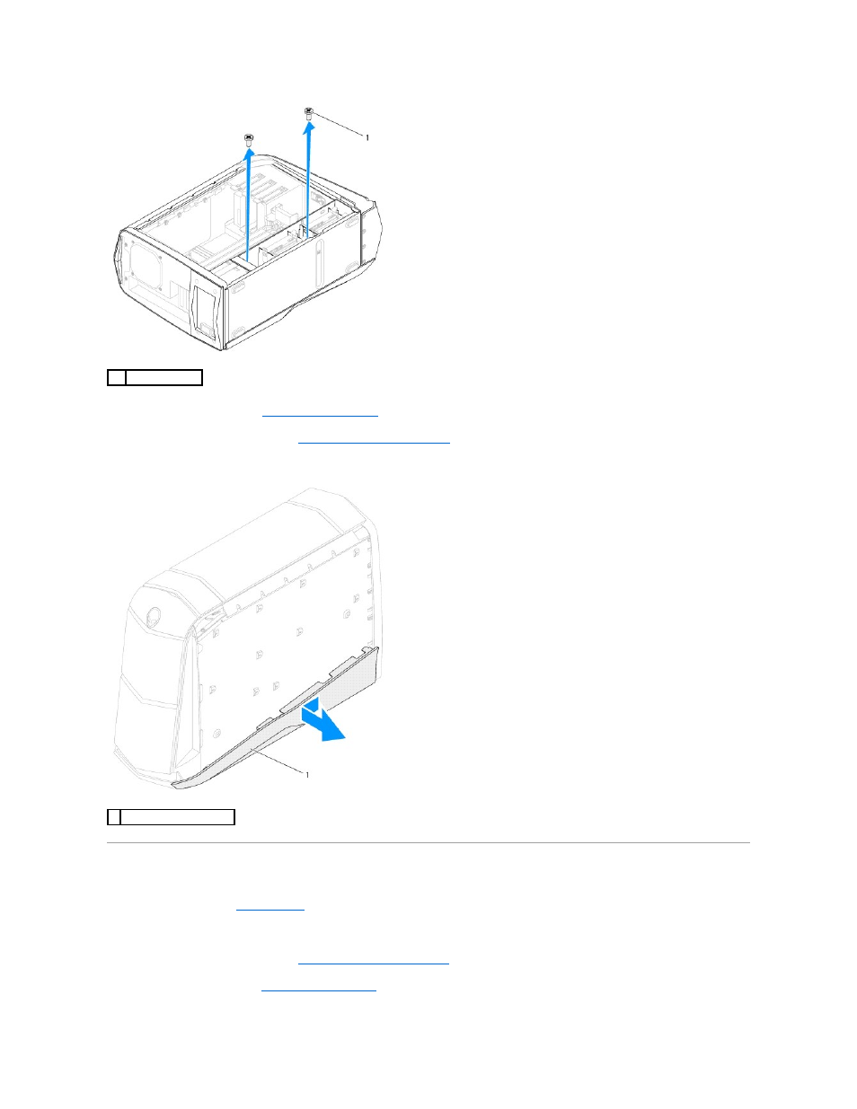 Replacing the right-side bottom panel | Dell Alienware Aurora R3 (Early 2011) User Manual | Page 41 / 64