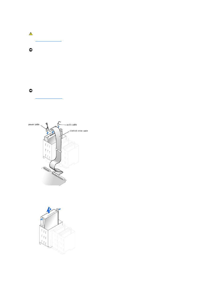 Removing a cd/dvd drive | Dell Dimension 8300 User Manual | Page 19 / 49