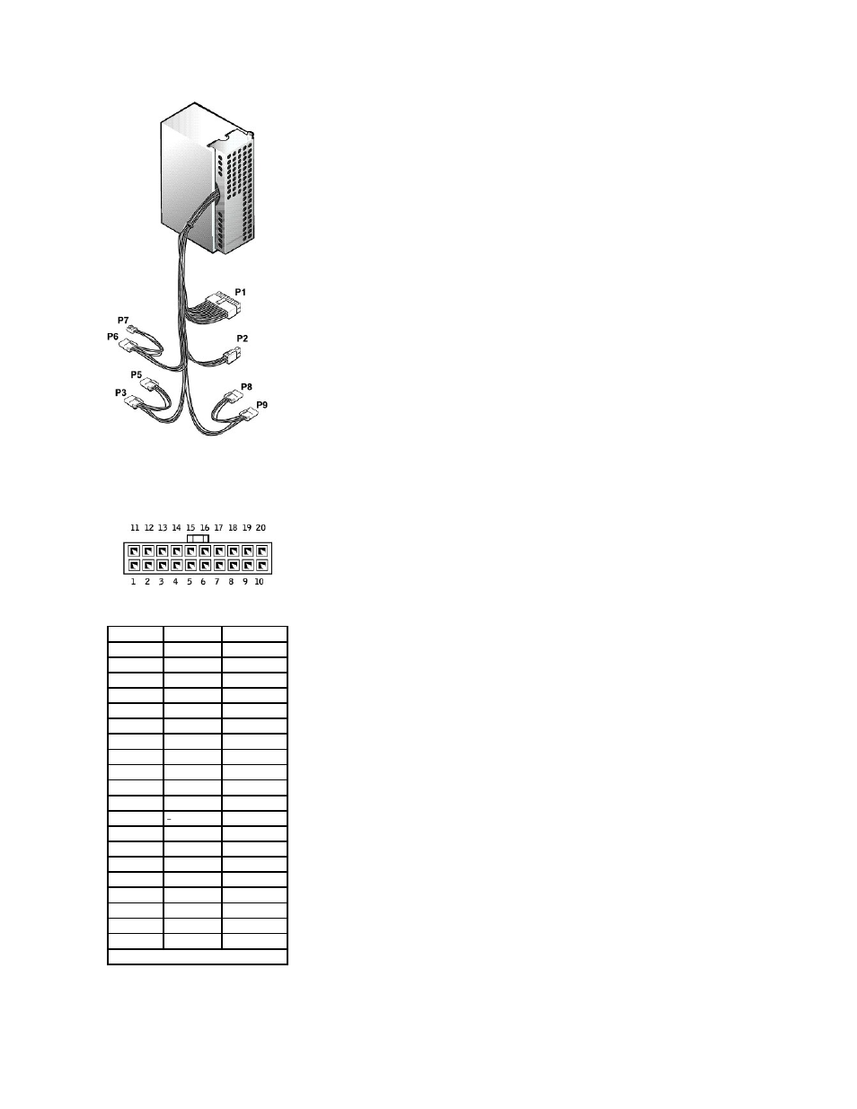 Dc power connector p1, Dc power connector p2 | Dell Dimension 8300 User Manual | Page 45 / 49