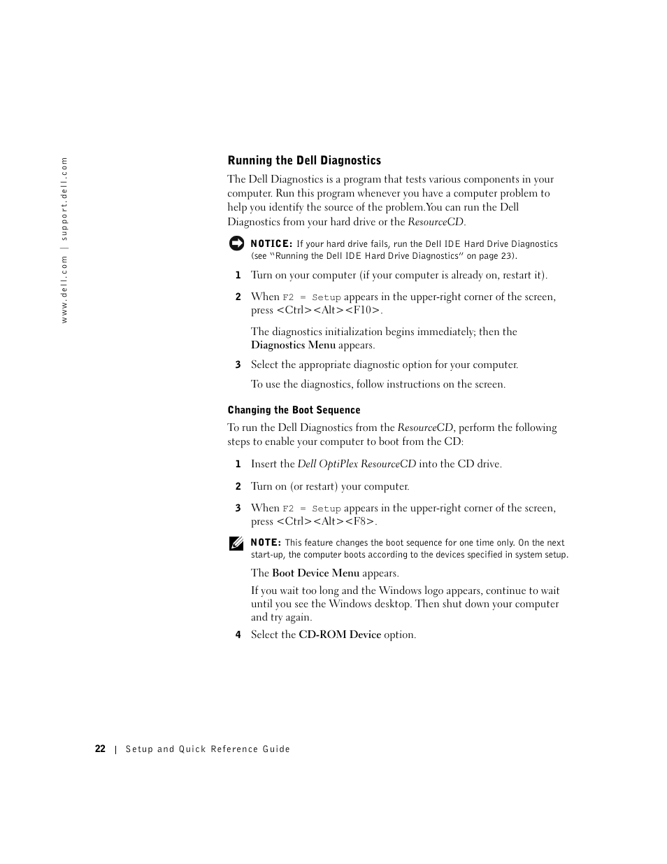 Running the dell diagnostics | Dell OptiPlex GX50 User Manual | Page 23 / 103