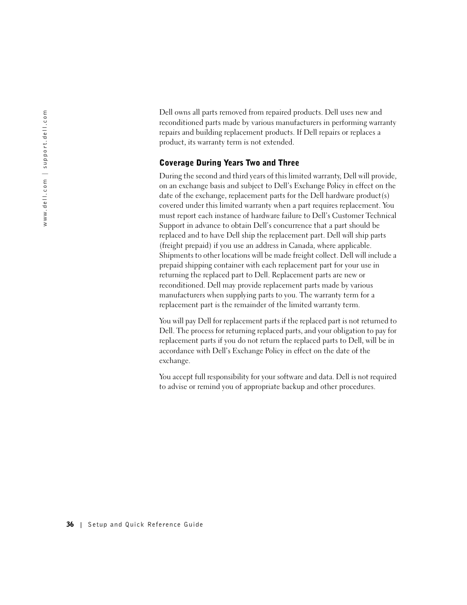 Coverage during years two and three | Dell OptiPlex GX50 User Manual | Page 37 / 103
