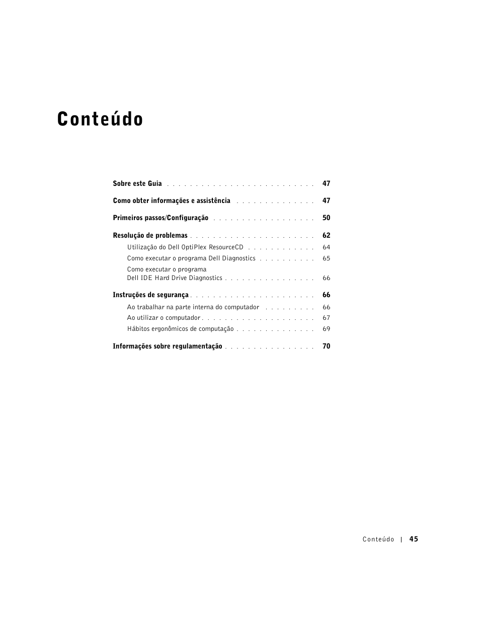 Conteúdo | Dell OptiPlex GX50 User Manual | Page 46 / 103