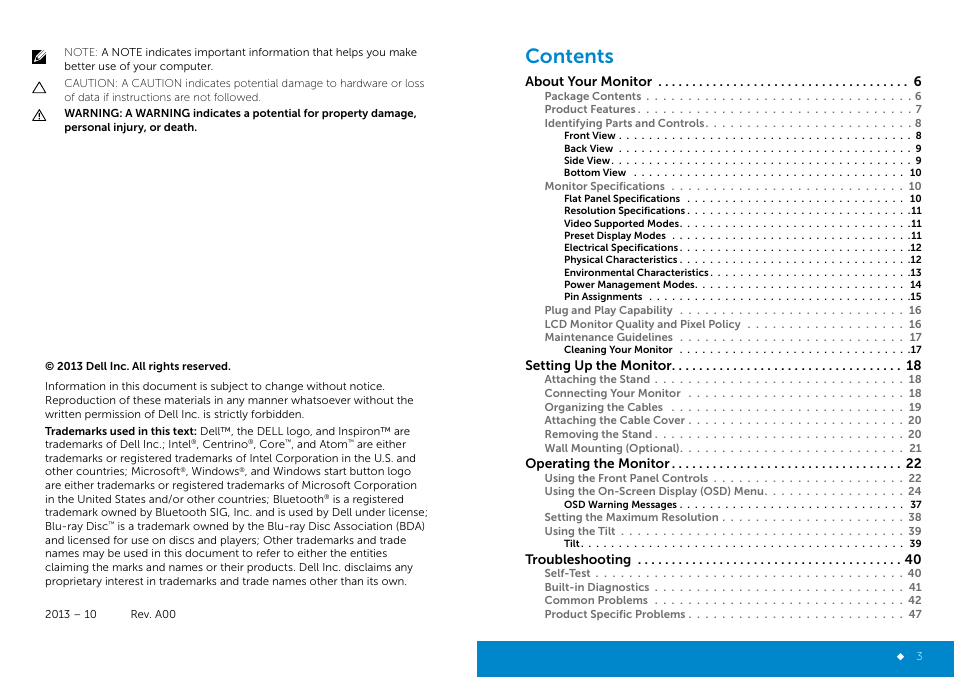 Dell E2414H Monitor User Manual | Page 2 / 34