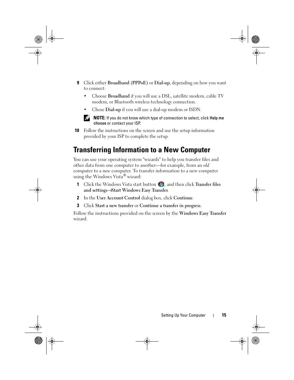 Transferring information to a new computer | Dell Inspiron 519 (Mid 2008) User Manual | Page 15 / 64
