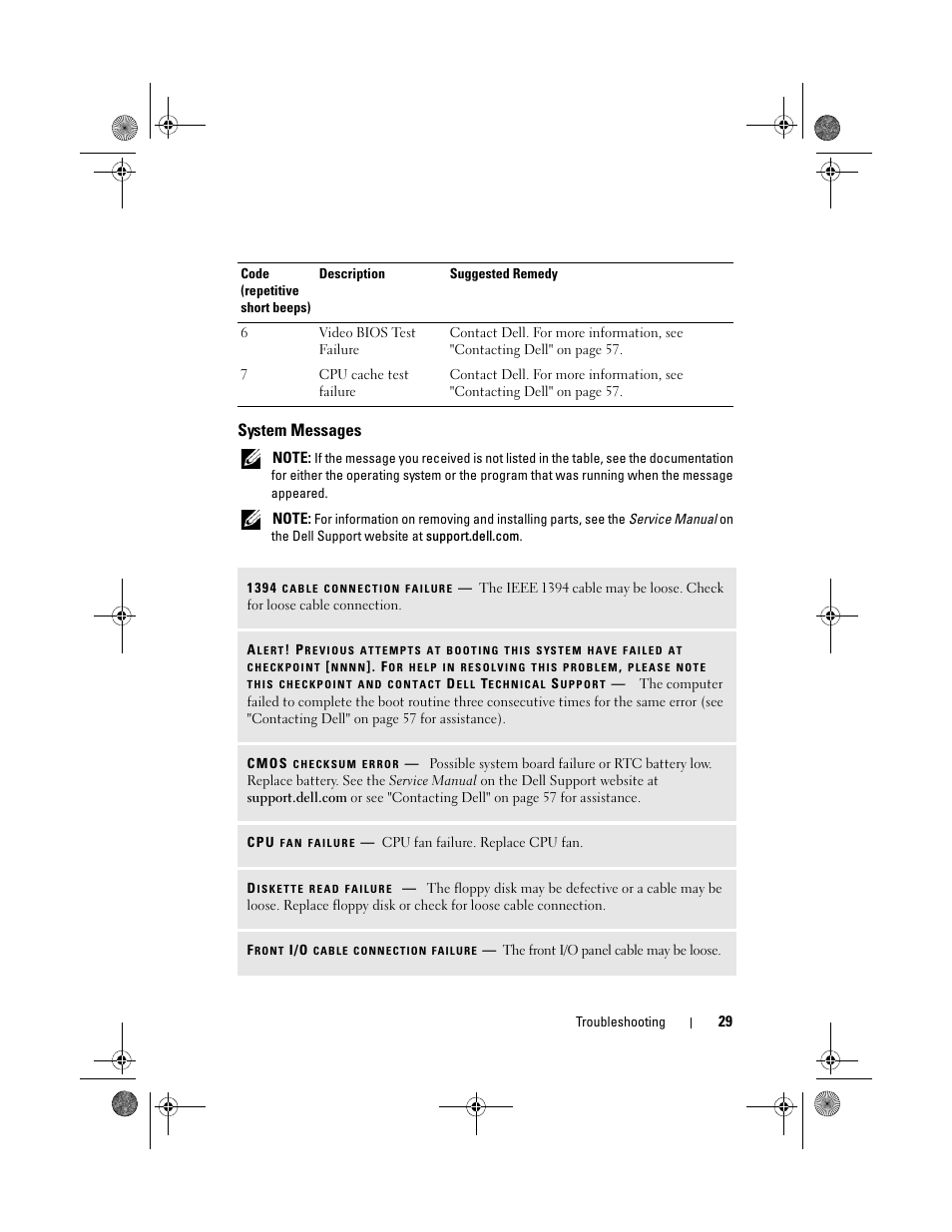 System messages | Dell Inspiron 519 (Mid 2008) User Manual | Page 29 / 64