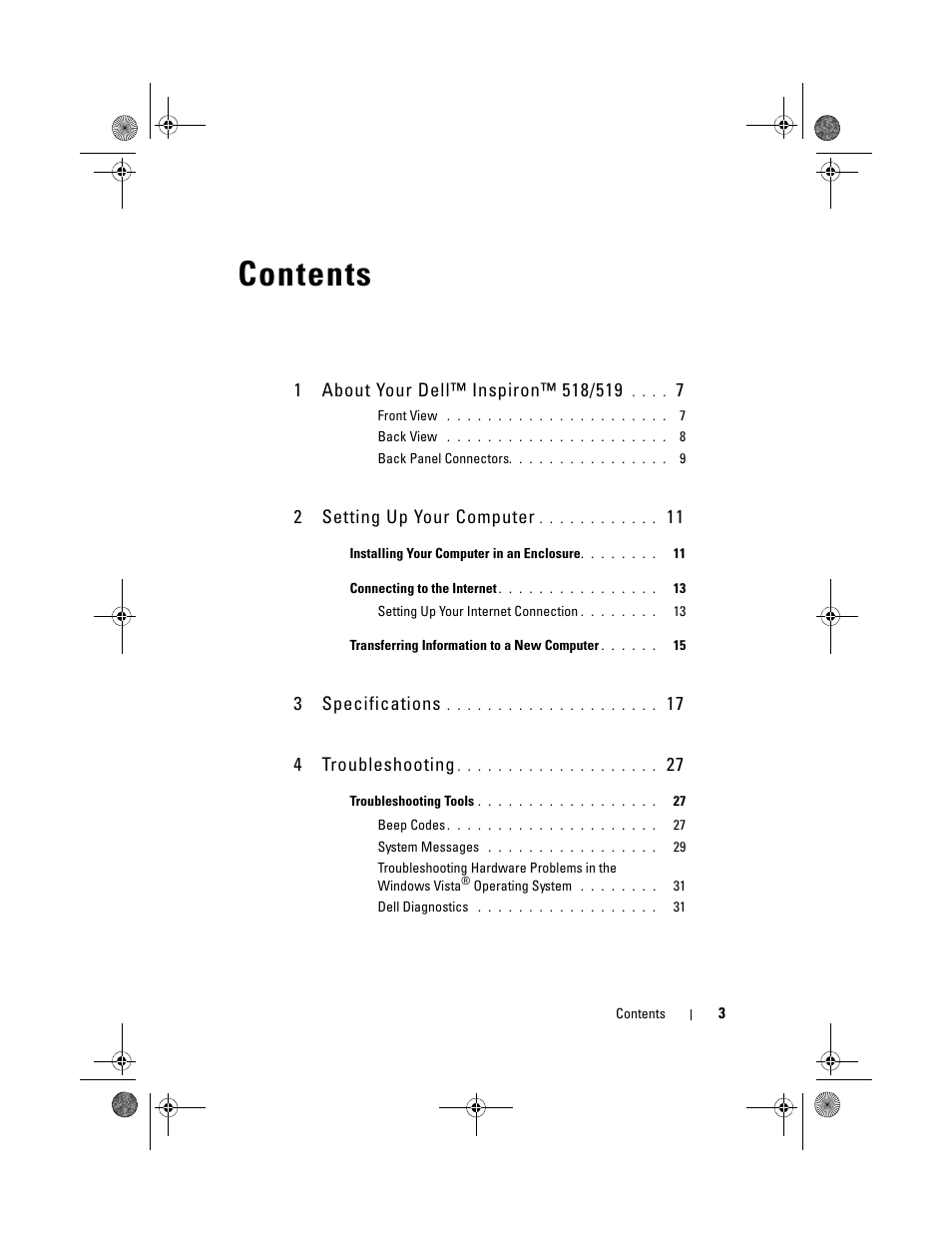 Dell Inspiron 519 (Mid 2008) User Manual | Page 3 / 64
