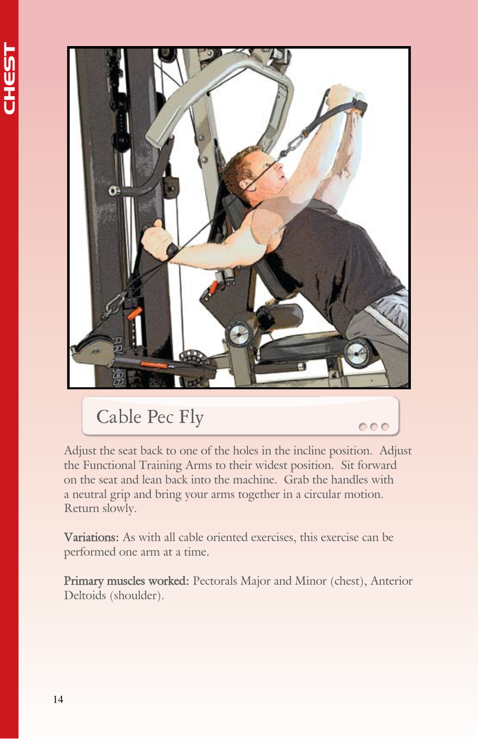 Cable pec fly | BodyCraft Strength Training System User Manual | Page 16 / 65