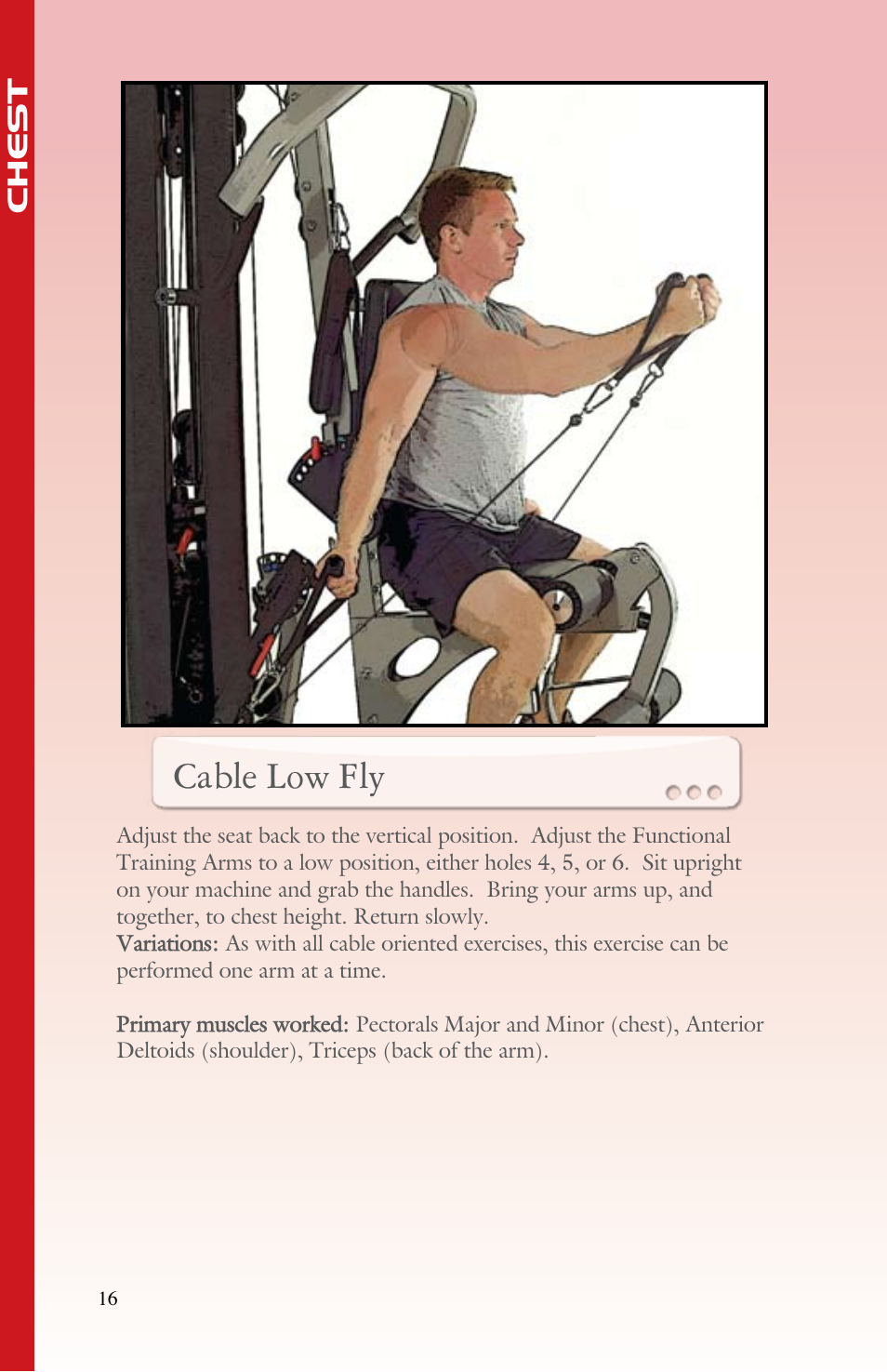 Cable low fly | BodyCraft Strength Training System User Manual | Page 18 / 65