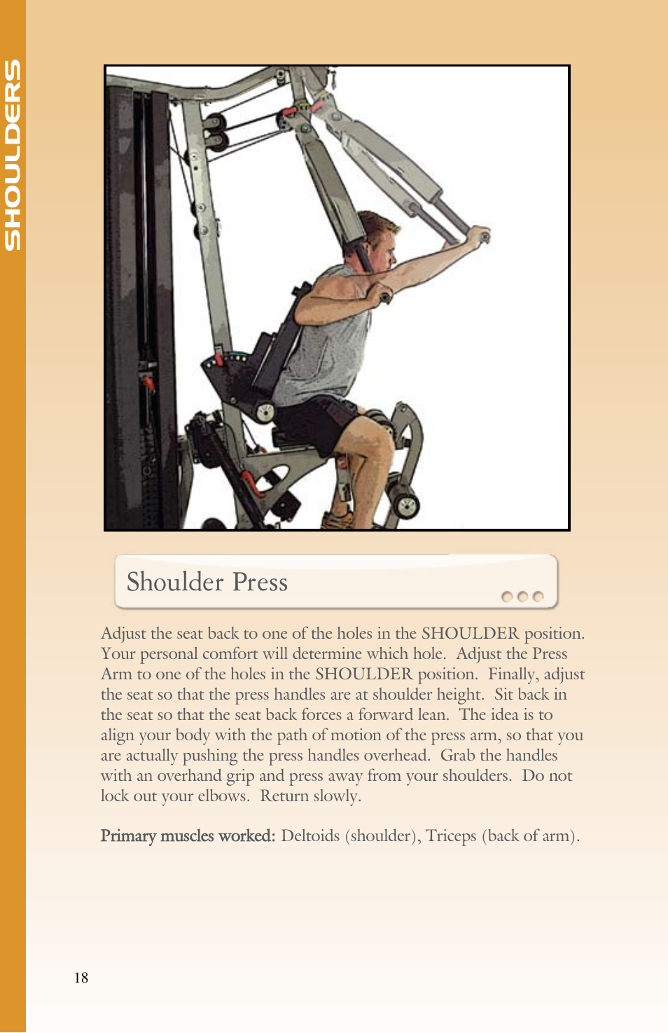 Shoulder press | BodyCraft Strength Training System User Manual | Page 20 / 65