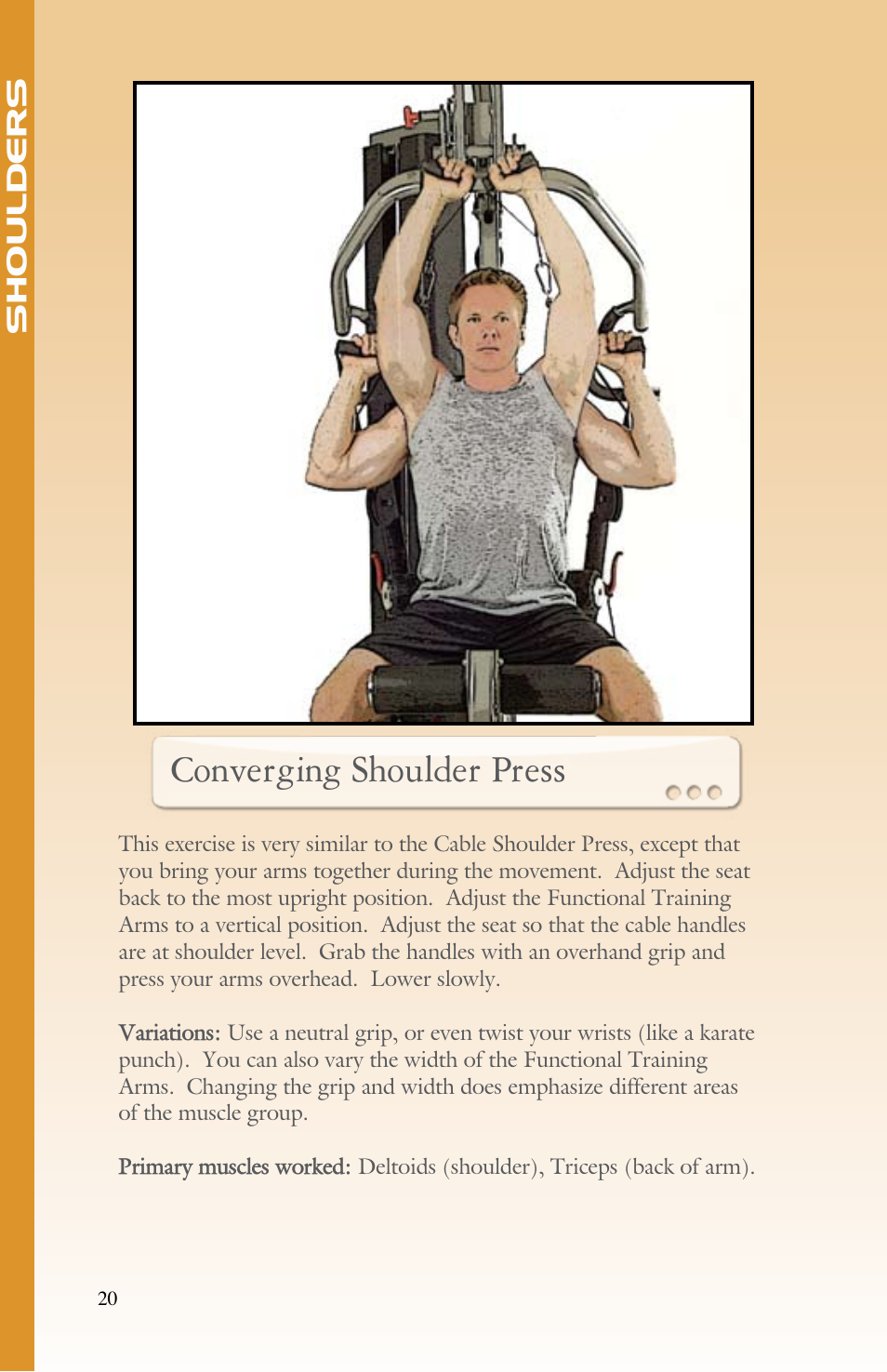 Converging shoulder press | BodyCraft Strength Training System User Manual | Page 22 / 65