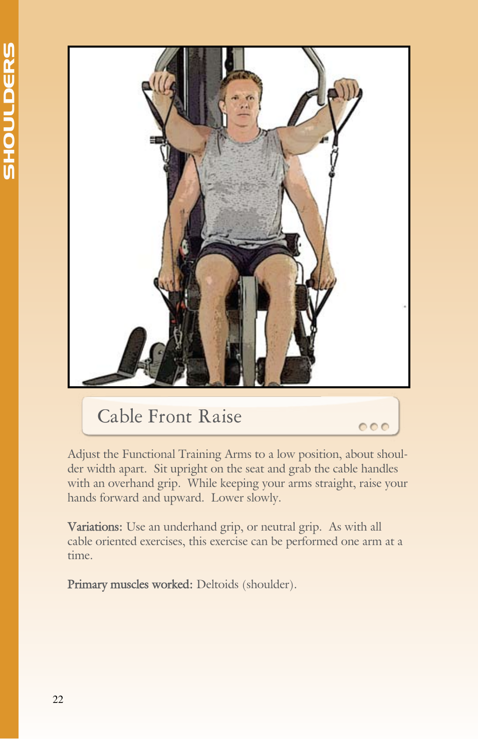 Cable front raise | BodyCraft Strength Training System User Manual | Page 24 / 65