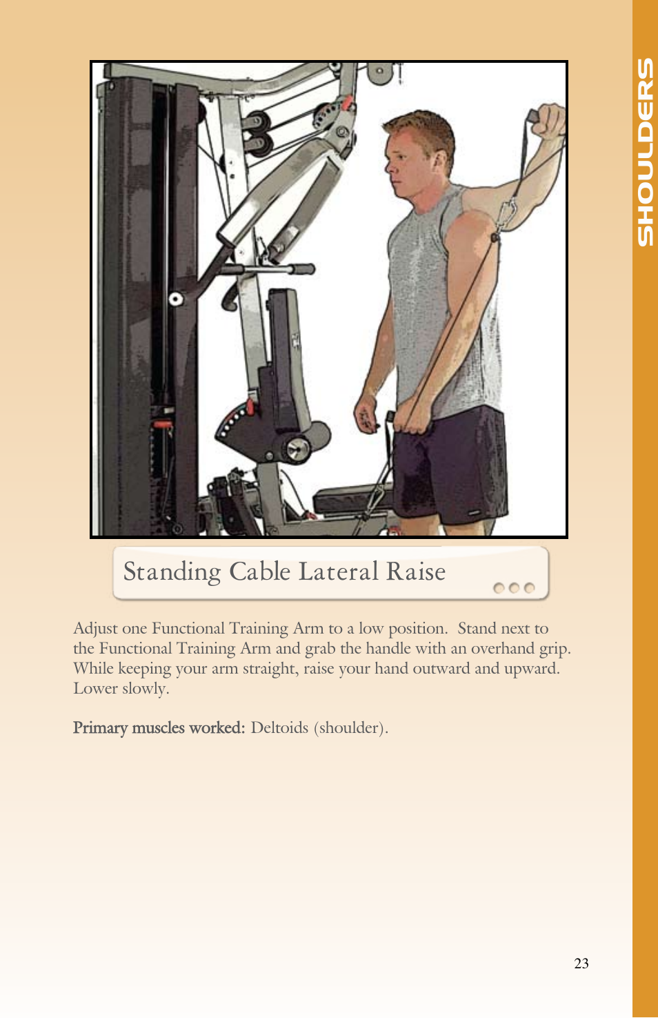 Standing cable lateral raise | BodyCraft Strength Training System User Manual | Page 25 / 65