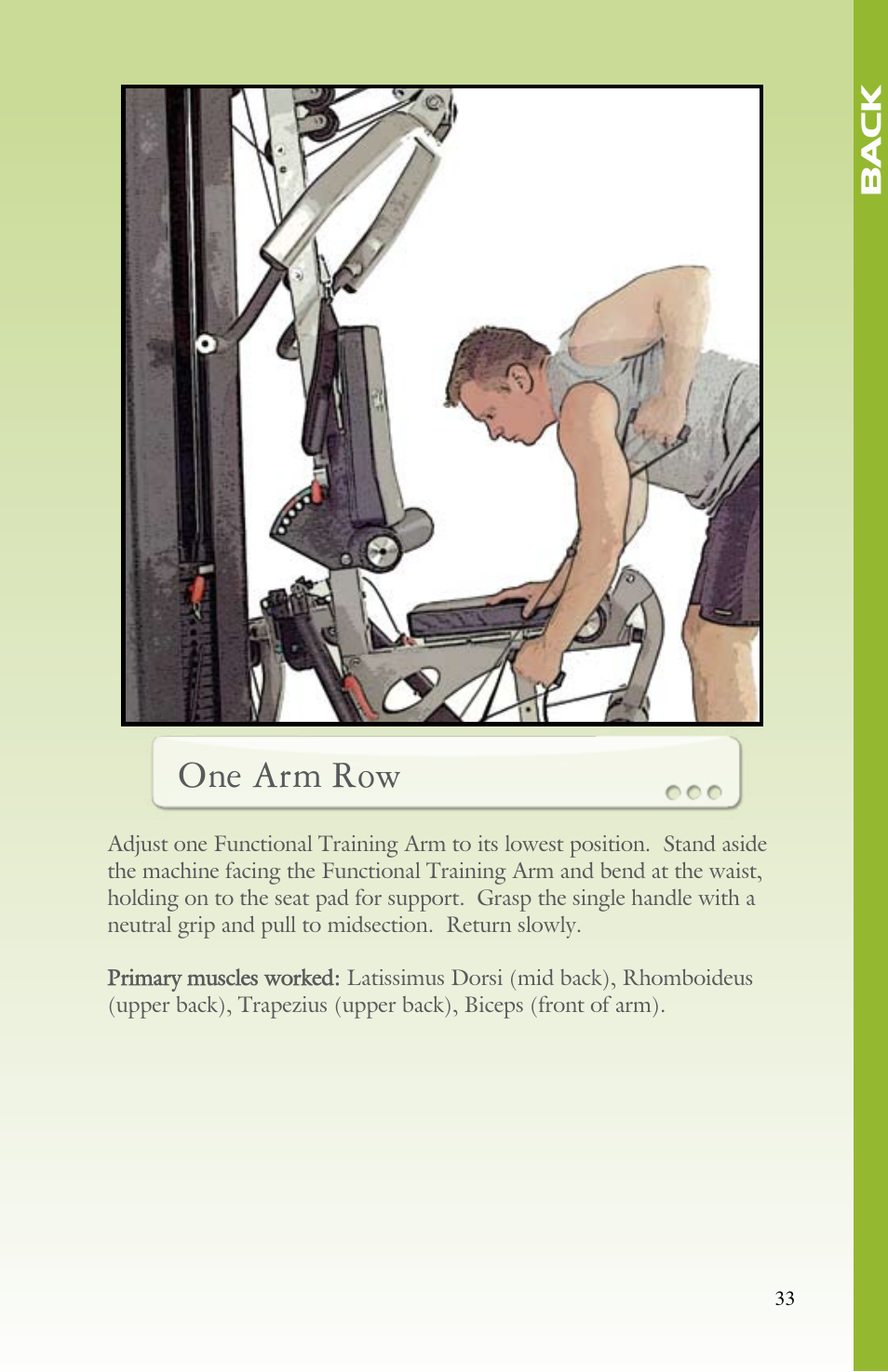 One arm row | BodyCraft Strength Training System User Manual | Page 35 / 65