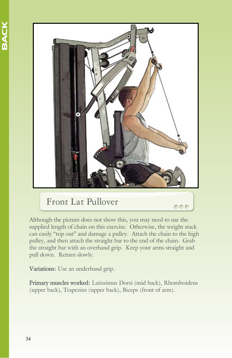 Front lat pullover | BodyCraft Strength Training System User Manual | Page 36 / 65