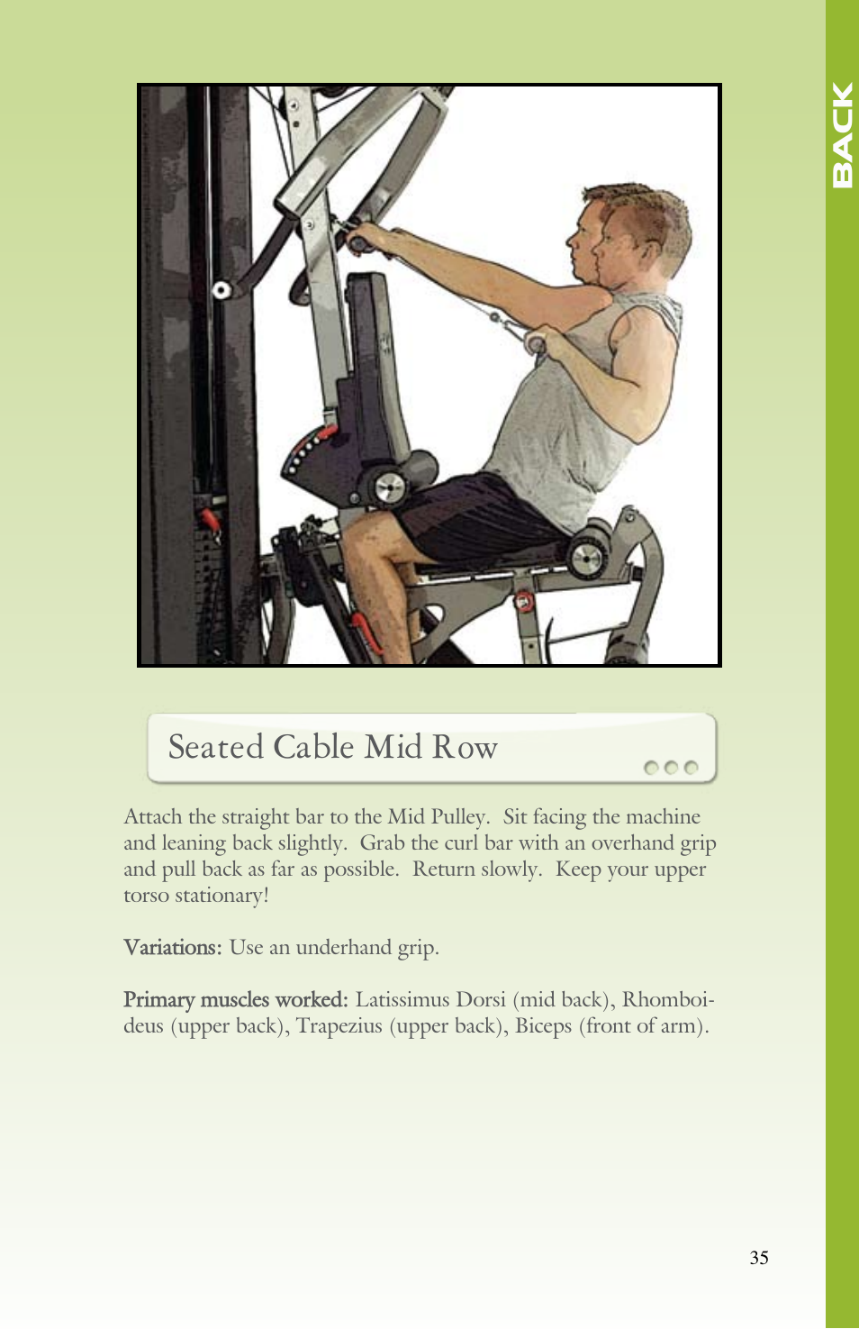 Seated cable mid row | BodyCraft Strength Training System User Manual | Page 37 / 65