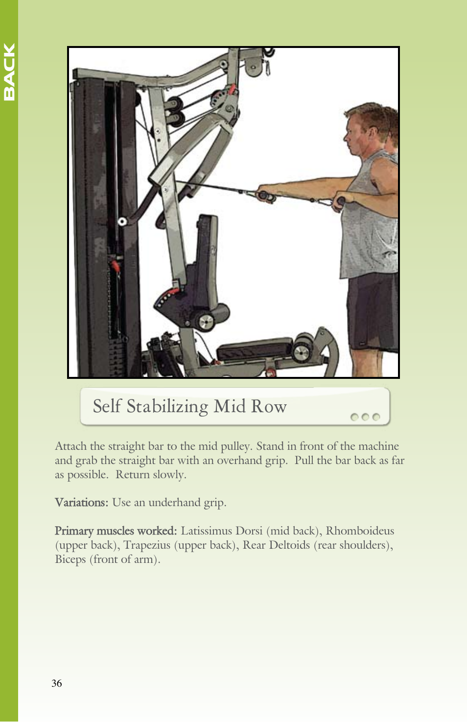 Self stabilizing mid row | BodyCraft Strength Training System User Manual | Page 38 / 65