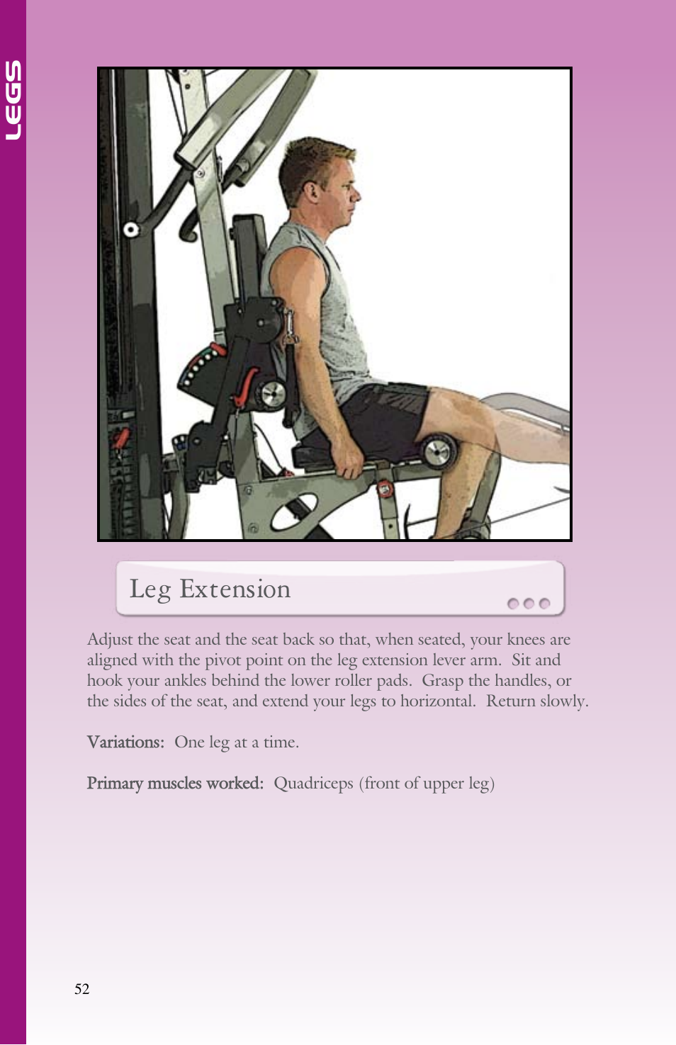 Leg extension | BodyCraft Strength Training System User Manual | Page 54 / 65
