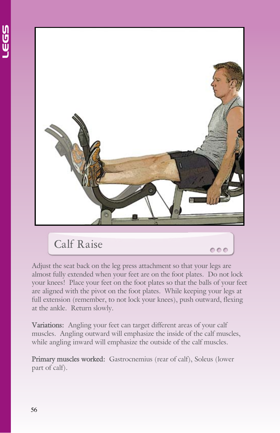 Calf raise | BodyCraft Strength Training System User Manual | Page 58 / 65