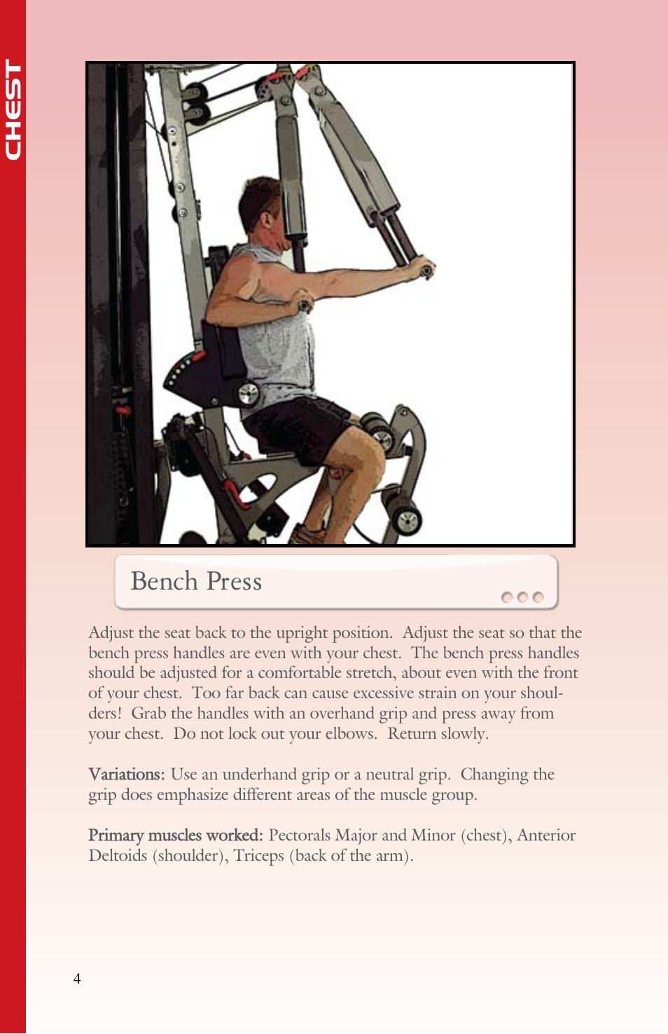 Bench press | BodyCraft Strength Training System User Manual | Page 6 / 65