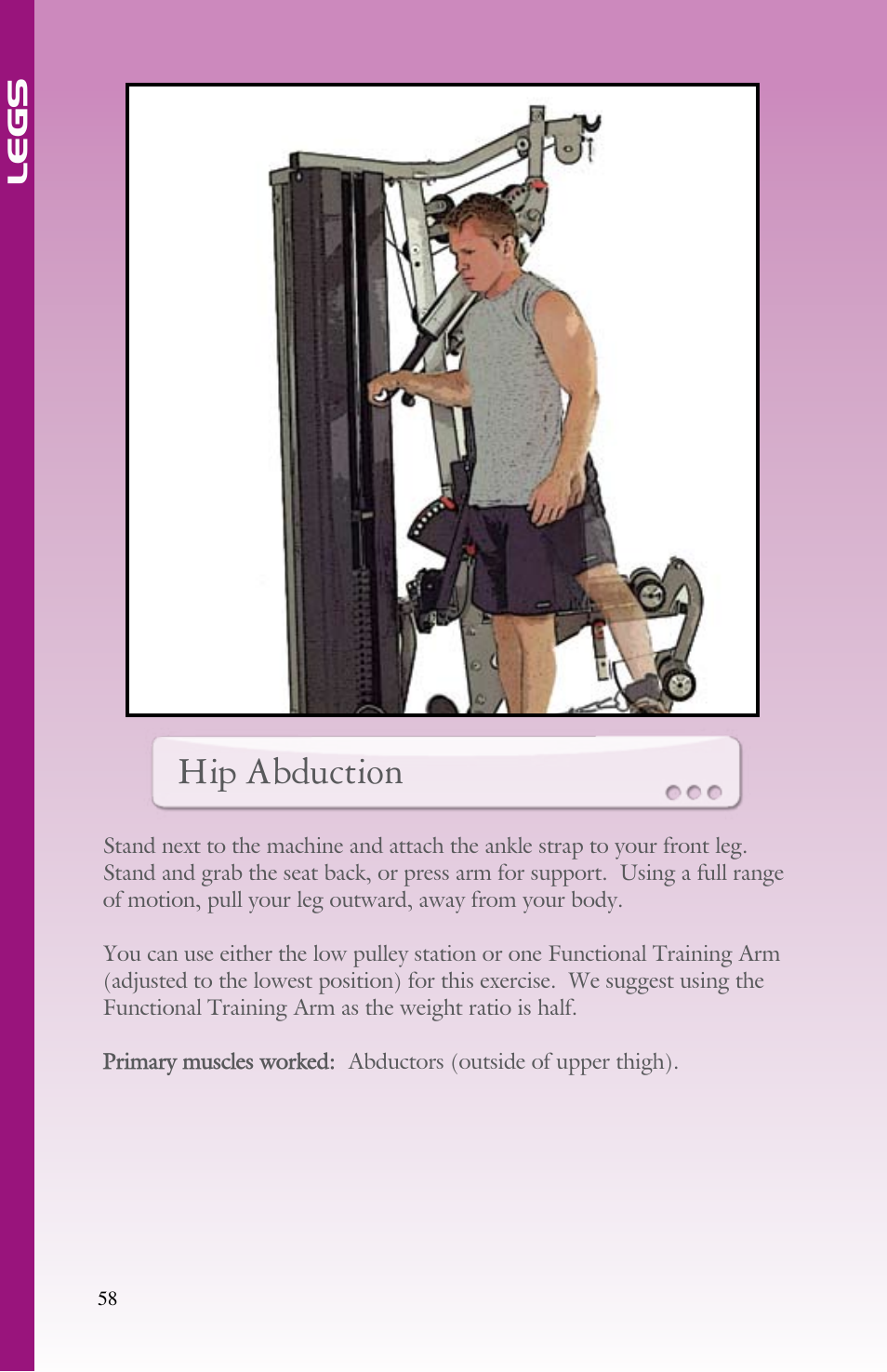 Hip abduction | BodyCraft Strength Training System User Manual | Page 60 / 65