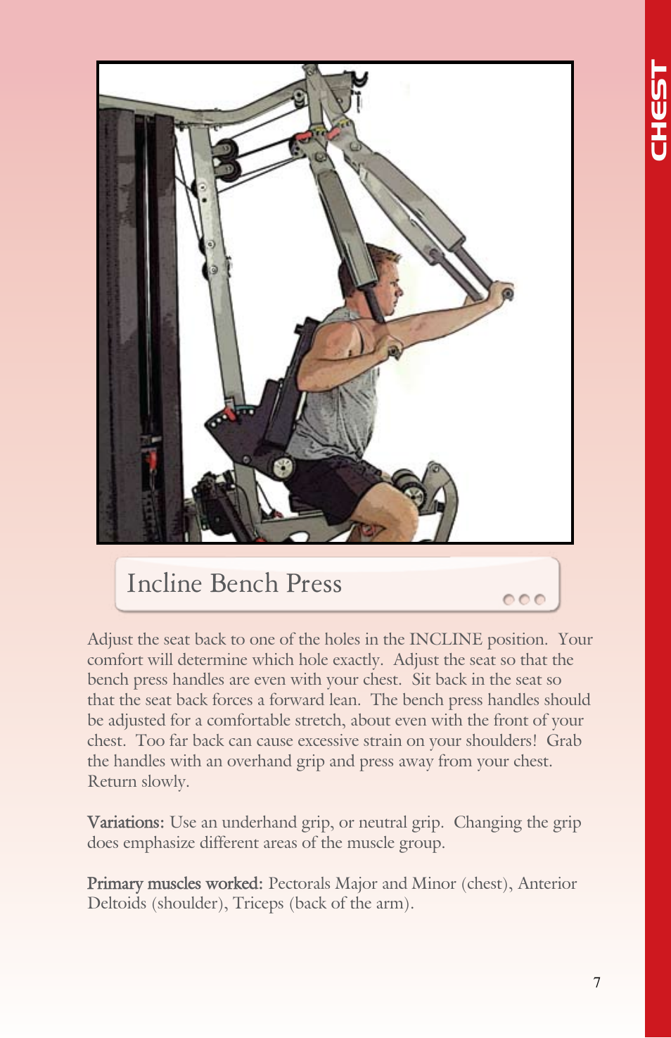 Incline bench press | BodyCraft Strength Training System User Manual | Page 9 / 65
