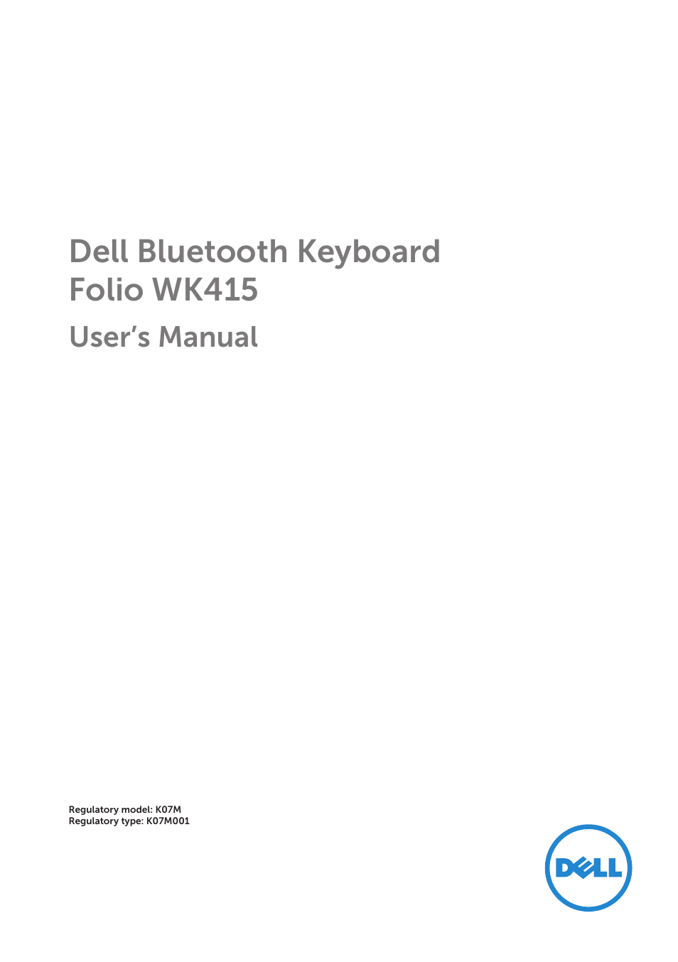 Dell Bluetooth Keyboard Folio WK415 User Manual | 11 pages