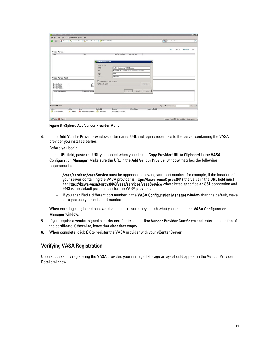 Verifying vasa registration | Dell PowerVault MD3800f User Manual | Page 15 / 21