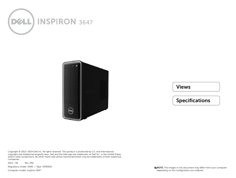 Dell Inspiron Small Desktop (3647, Late 2013) User Manual | 15 pages