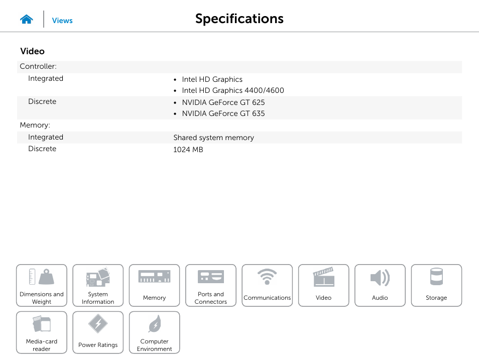 Video, Specifications | Dell Inspiron Small Desktop (3647, Late 2013) User Manual | Page 10 / 15