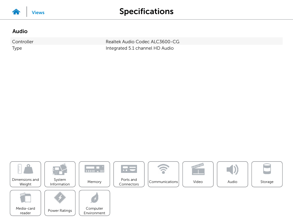 Audio, Specifications | Dell Inspiron Small Desktop (3647, Late 2013) User Manual | Page 11 / 15