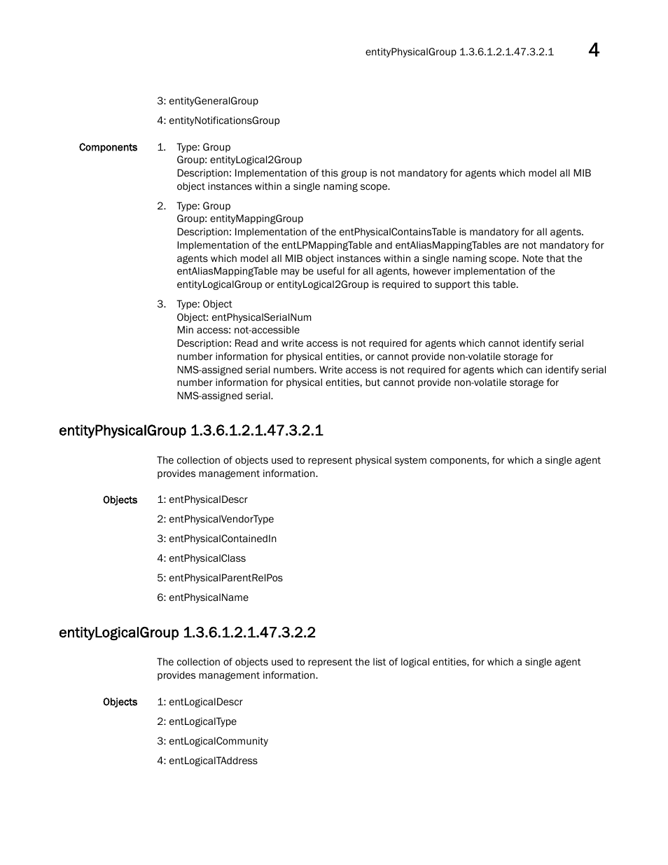 Entityphysicalgroup 1.3.6.1.2.1.47.3.2.1, Entitylogicalgroup 1.3.6.1.2.1.47.3.2.2 | Dell POWEREDGE M1000E User Manual | Page 155 / 382