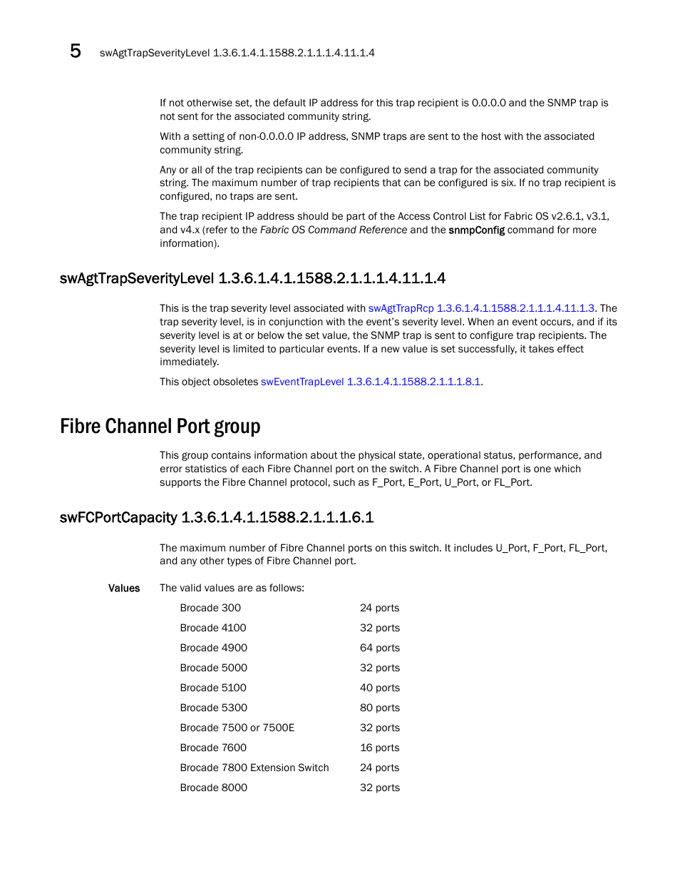 Fibre channel port group, Swfcportcapacity 1.3.6.1.4.1.1588.2.1.1.1.6.1 | Dell POWEREDGE M1000E User Manual | Page 192 / 382