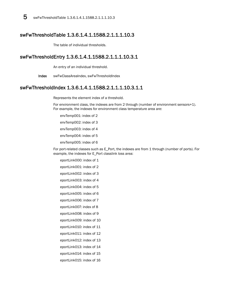 Swfwthresholdtable 1.3.6.1.4.1.1588.2.1.1.1.10.3, Swfwthresholdentry 1.3.6.1.4.1.1588.2.1.1.1.10.3.1 | Dell POWEREDGE M1000E User Manual | Page 208 / 382