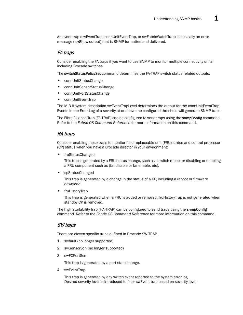 Fa traps, Ha traps, Sw traps | Dell POWEREDGE M1000E User Manual | Page 23 / 382