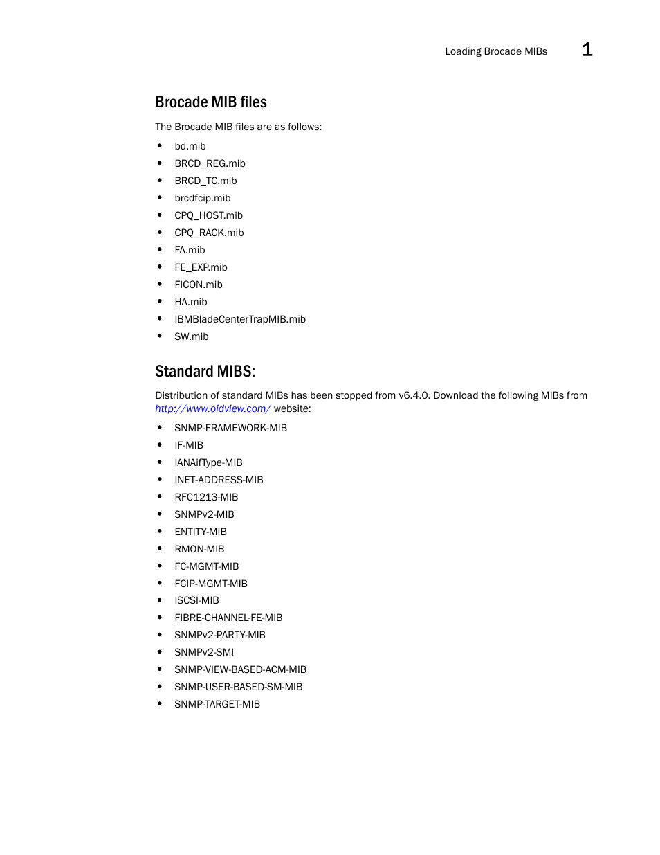 Brocade mib files, Standard mibs, Brocade mib files standard mibs | Dell POWEREDGE M1000E User Manual | Page 25 / 382