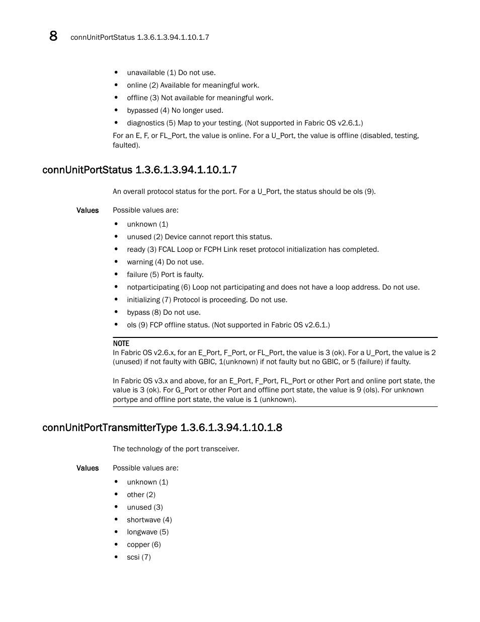 Connunitportstatus 1.3.6.1.3.94.1.10.1.7, Connunitporttransmittertype 1.3.6.1.3.94.1.10.1.8 | Dell POWEREDGE M1000E User Manual | Page 268 / 382
