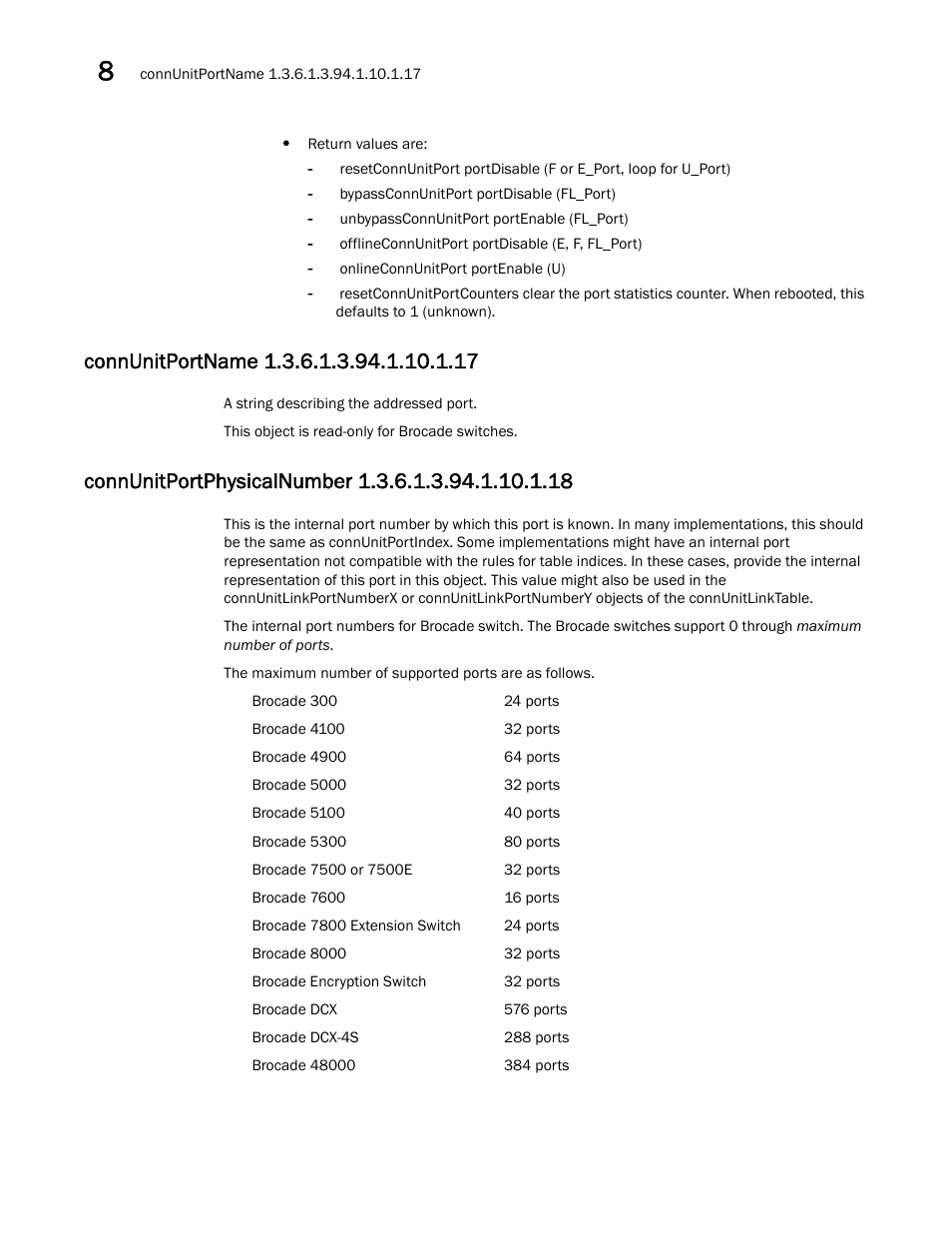 Connunitportname 1.3.6.1.3.94.1.10.1.17, Connunitportphysicalnumber 1.3.6.1.3.94.1.10.1.18 | Dell POWEREDGE M1000E User Manual | Page 272 / 382