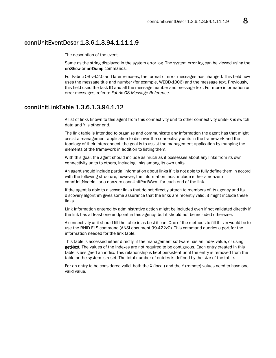 Connunitlinktable 1.3.6.1.3.94.1.12, Connuniteventdescr 1.3.6.1.3.94.1.11.1.9 | Dell POWEREDGE M1000E User Manual | Page 277 / 382