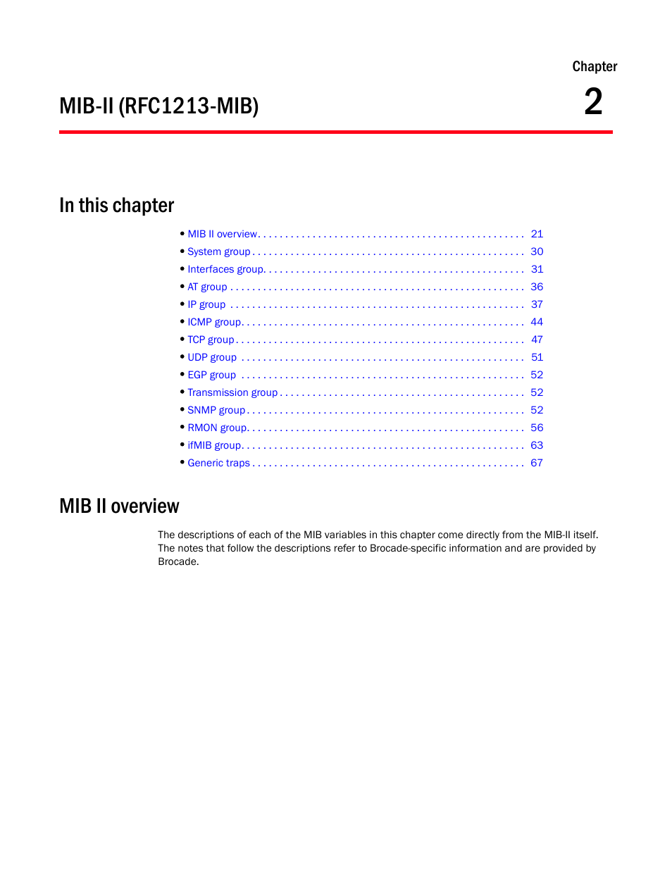 Mib-ii (rfc1213-mib), In this chapter, Mib ii overview | Chapter 2, Chapter 2, “mib-ii (rfc1213-mib) | Dell POWEREDGE M1000E User Manual | Page 39 / 382