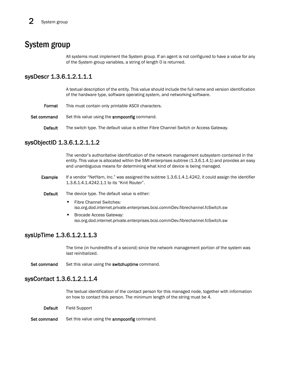 System group, Sysdescr 1.3.6.1.2.1.1.1, Sysobjectid 1.3.6.1.2.1.1.2 | Sysuptime 1.3.6.1.2.1.1.3, Syscontact 1.3.6.1.2.1.1.4 | Dell POWEREDGE M1000E User Manual | Page 48 / 382