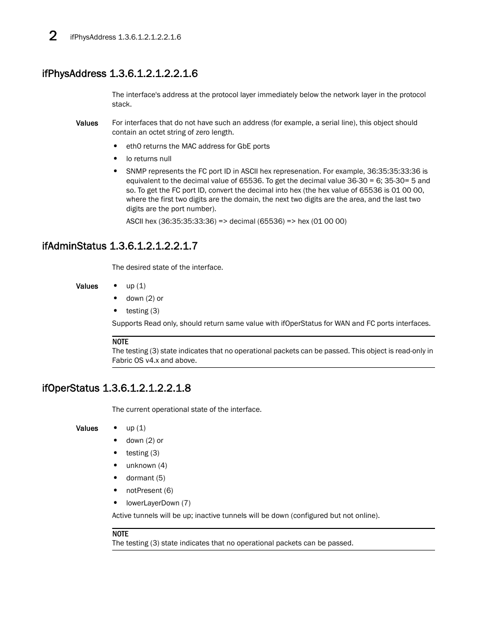 Ifphysaddress 1.3.6.1.2.1.2.2.1.6, Ifadminstatus 1.3.6.1.2.1.2.2.1.7, Ifoperstatus 1.3.6.1.2.1.2.2.1.8 | Dell POWEREDGE M1000E User Manual | Page 52 / 382