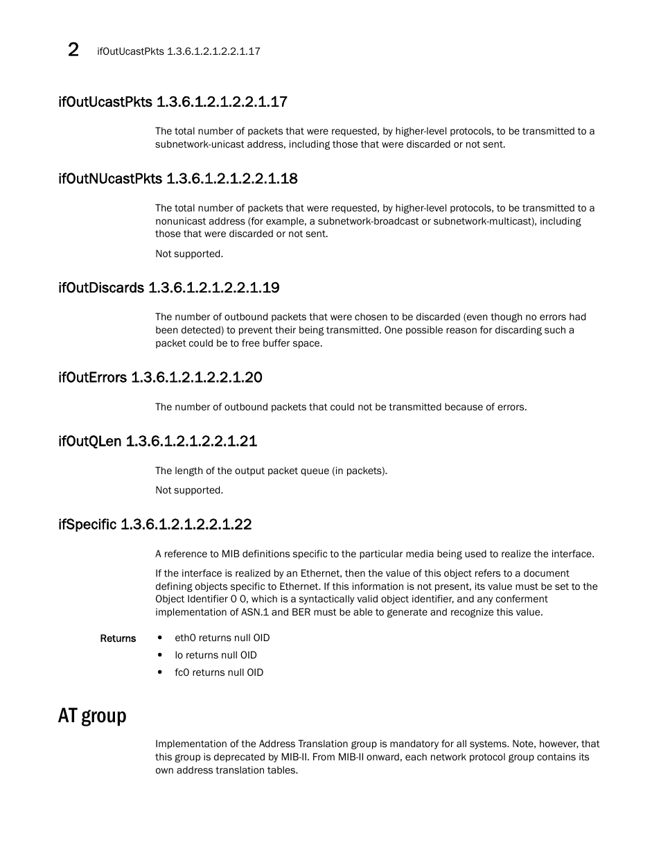 At group, Ifoutucastpkts 1.3.6.1.2.1.2.2.1.17, Ifoutnucastpkts 1.3.6.1.2.1.2.2.1.18 | Ifoutdiscards 1.3.6.1.2.1.2.2.1.19, Ifouterrors 1.3.6.1.2.1.2.2.1.20, Ifoutqlen 1.3.6.1.2.1.2.2.1.21, Ifspecific 1.3.6.1.2.1.2.2.1.22 | Dell POWEREDGE M1000E User Manual | Page 54 / 382