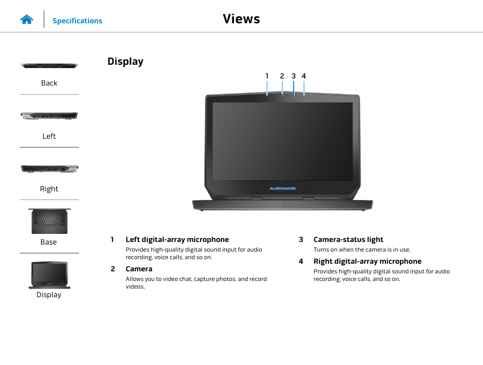 Display, Views | Dell Alienware 13 (Late 2014) User Manual | Page 6 / 21