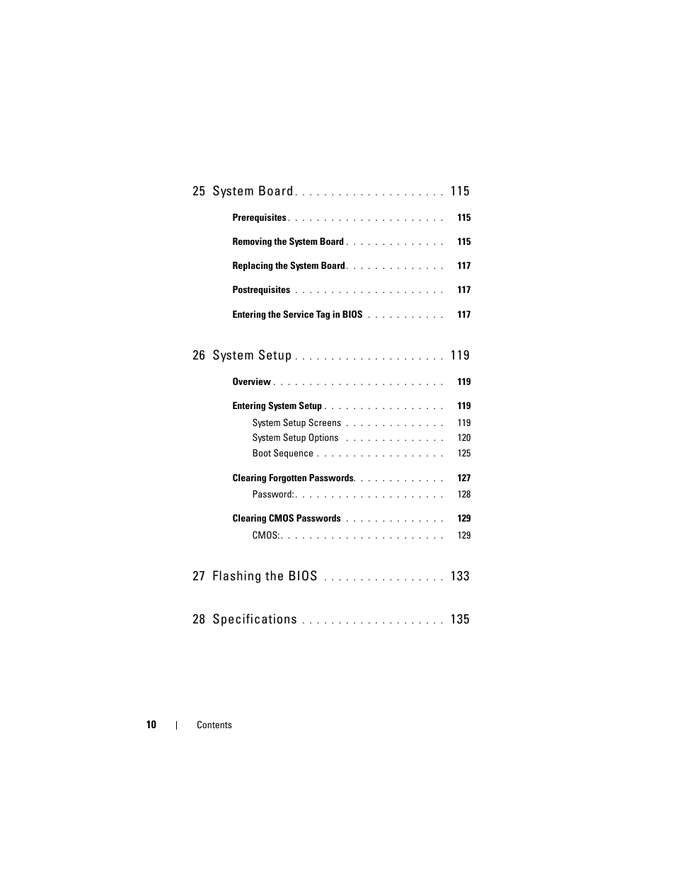 25 system board, 26 system setup, 27 flashing the bios | Dell XPS 8500 (Early 2012) User Manual | Page 10 / 136