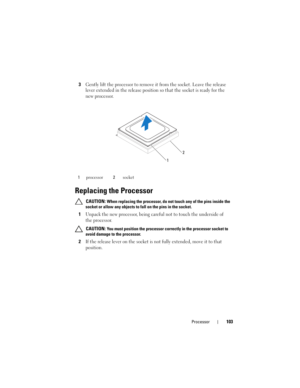 Replacing the processor | Dell XPS 8500 (Early 2012) User Manual | Page 103 / 136