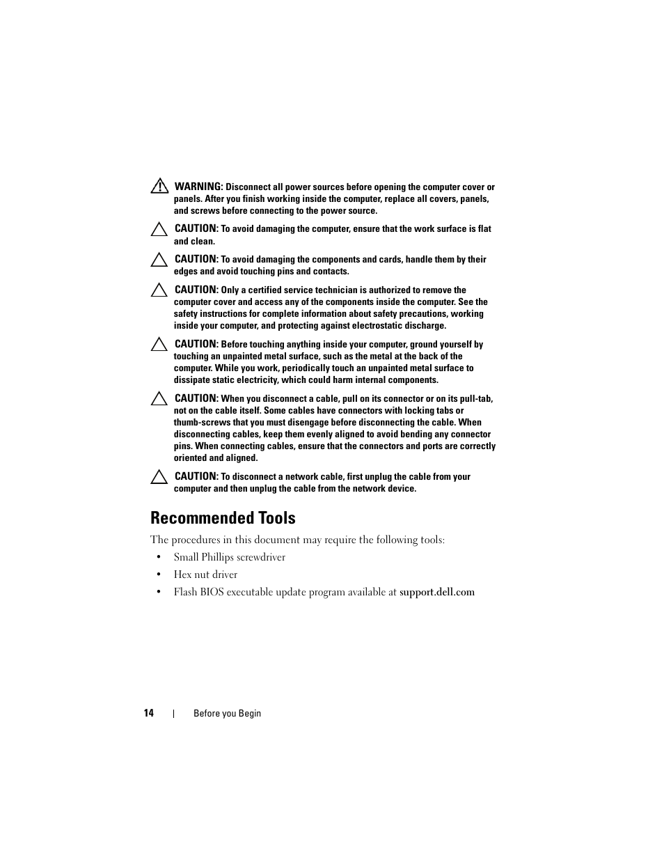 Recommended tools | Dell XPS 8500 (Early 2012) User Manual | Page 14 / 136